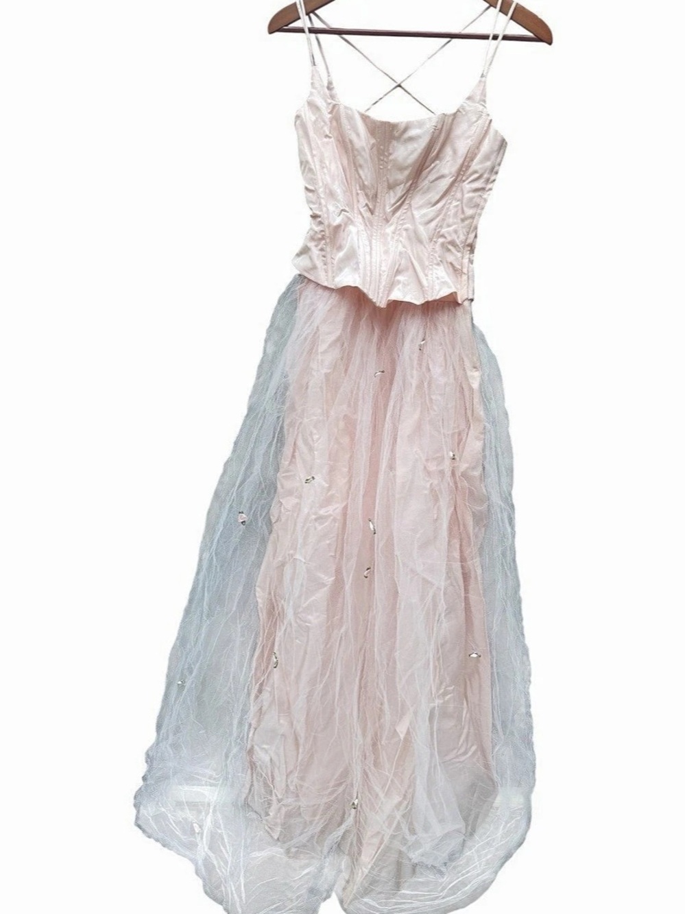 Masquerade Maxi Dress in Pink & White Like New